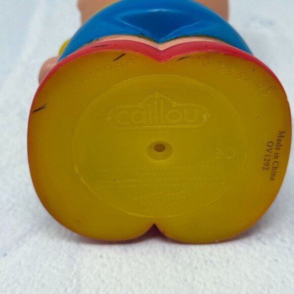 Caillou Plastic Figure Toy 6" Famosa Yellow Shirt Red Shoes PBS Squeak - Picture 5 of 8